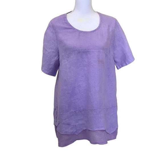 Haris Cotton lavender linen tunic, small, lagenlook, layering, coastal grandma - Picture 1 of 7
